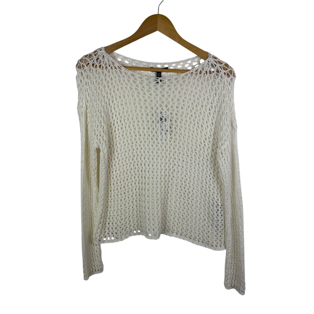 NWT Eileen Fisher Peruvian Organic Cotton Cord Open Knit Bateau Neck Sweater XS - Picture 2 of 13